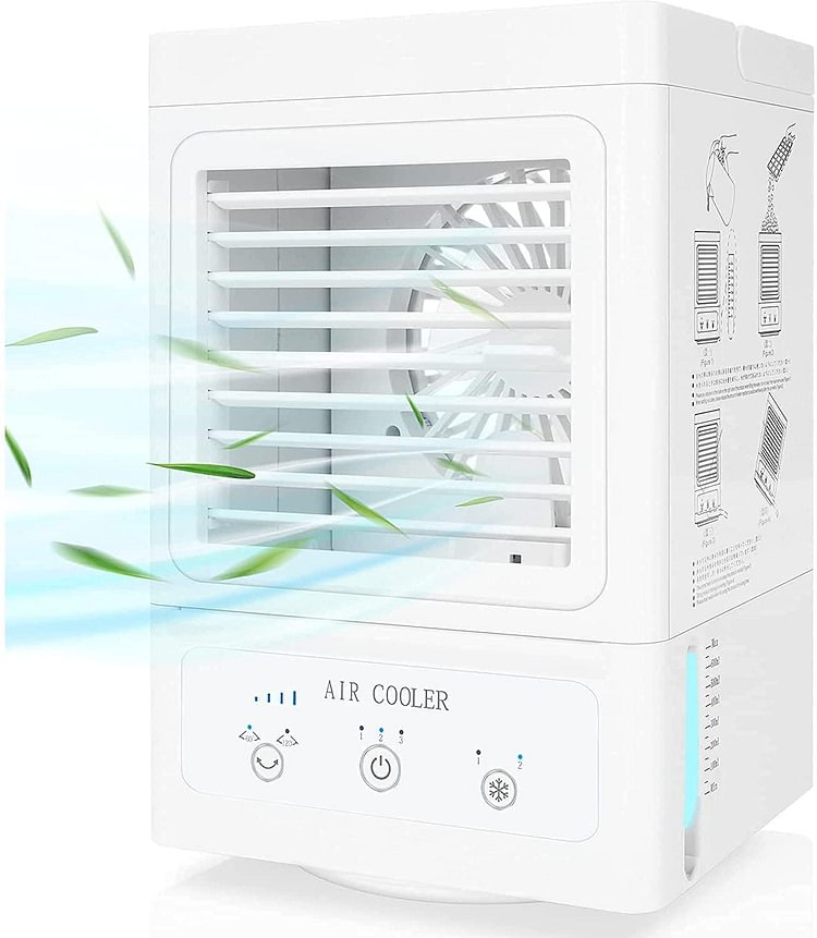 700ML Portable Air Conditioner, 5000mAh Rechargeable Battery Auto Oscillation Personal Mini Air Cooler with 3 Wind Speeds