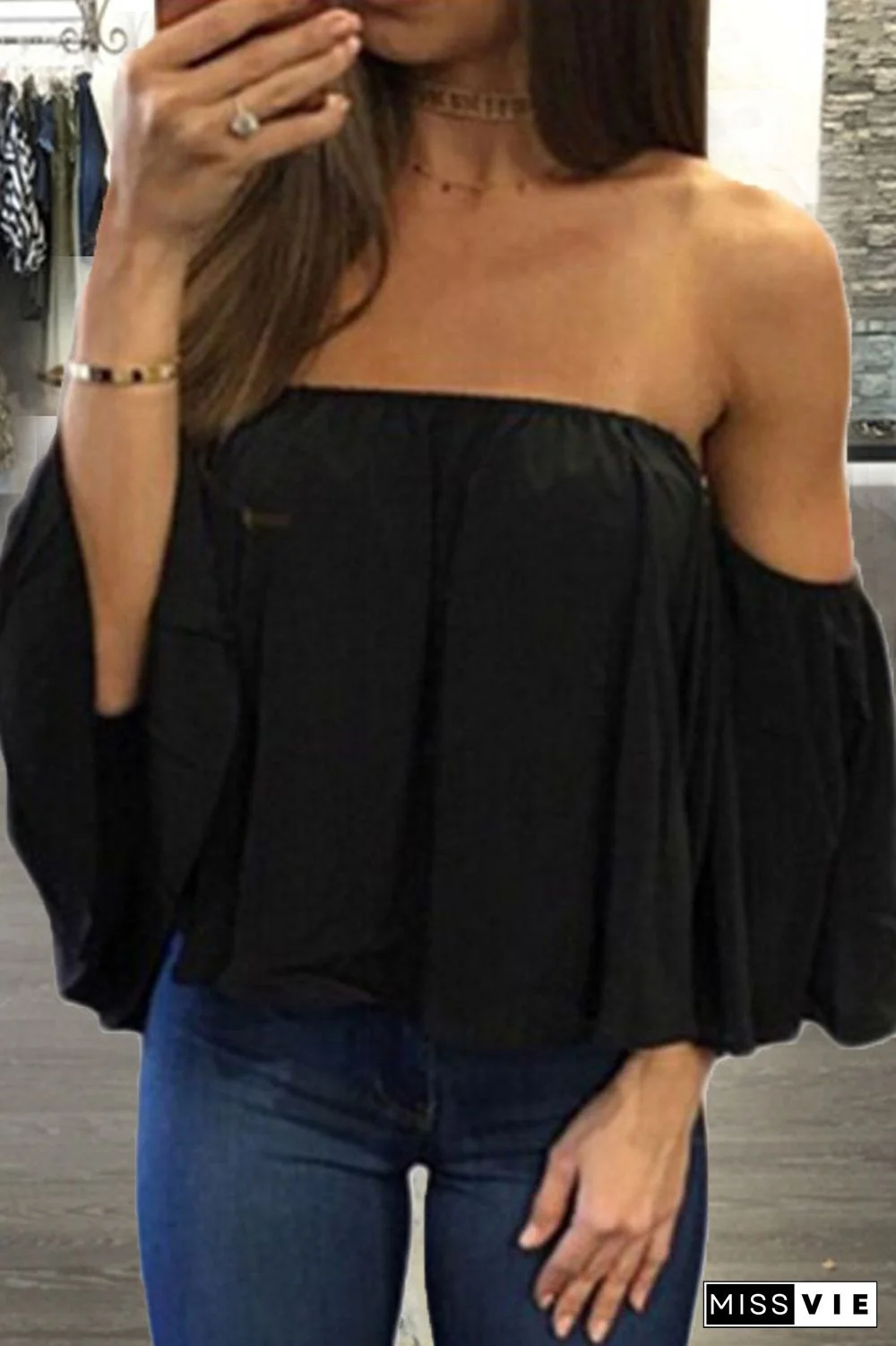 Fashion Casual Solid Patchwork Strapless Tops(8 Colors)