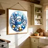 Blue Snowman Full 18CT 2 Strands DIY Stamped Cross Stitch Kits for Beginners Adults Home Wall Decor Cross Stitch Art and Crafts Kits 25x25cm