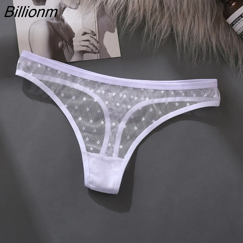 Billionm Mesh Transparent Panties Women G-String Low-Waist Comfortable Underwear Female Lingerie Ladies G-String Girls Panty M-XL