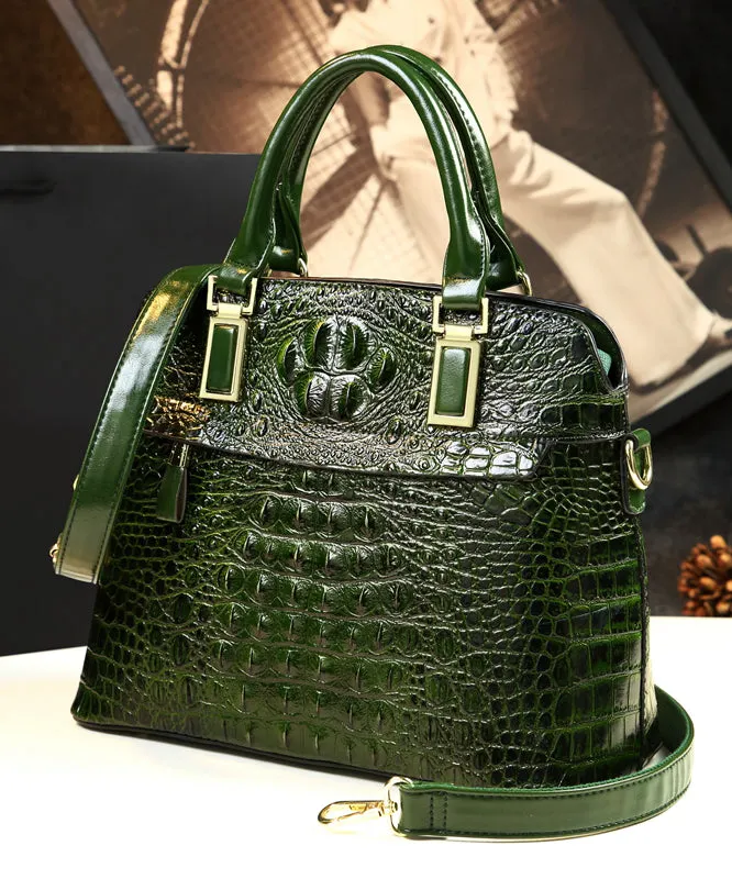 Stylish Green Crocodile Pattern Versatile Women Handbags