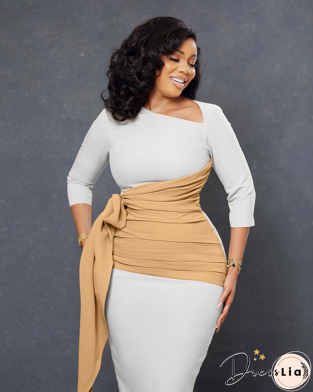 Elegant 3/4 Sleeve Bandage Ruched Pencil Dresses