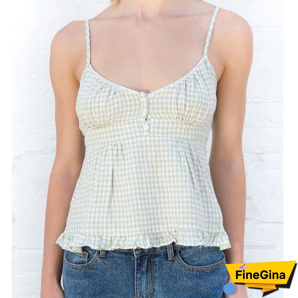 Ruffle Top Buttons Y2k Kawaii Women Crop Tops Cute E-girl Short Sleeve Tshirt Sweet Fairy Core Clothes Summer Vest