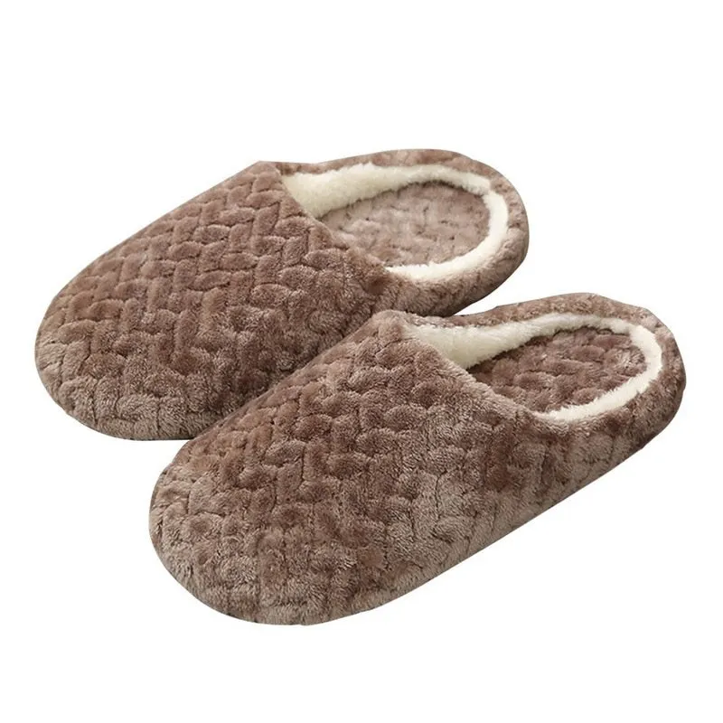 Men Women Wool House Slippers Warm Soft Flat Shoes Home Indoor Footwear Candy Color Autumn Winter Fashion 2021 Shoe Plus Size 45