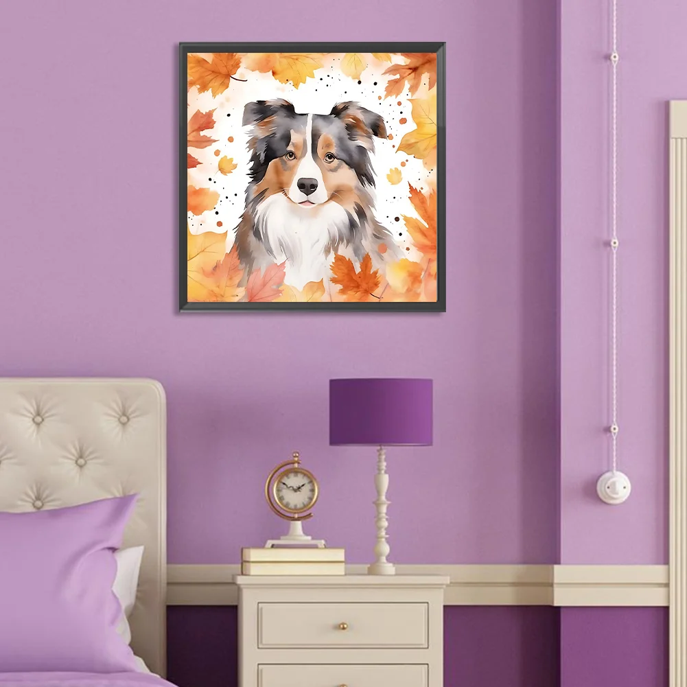 Full Round Diamond Painting 30*30cm - Maple Leaf Puppy