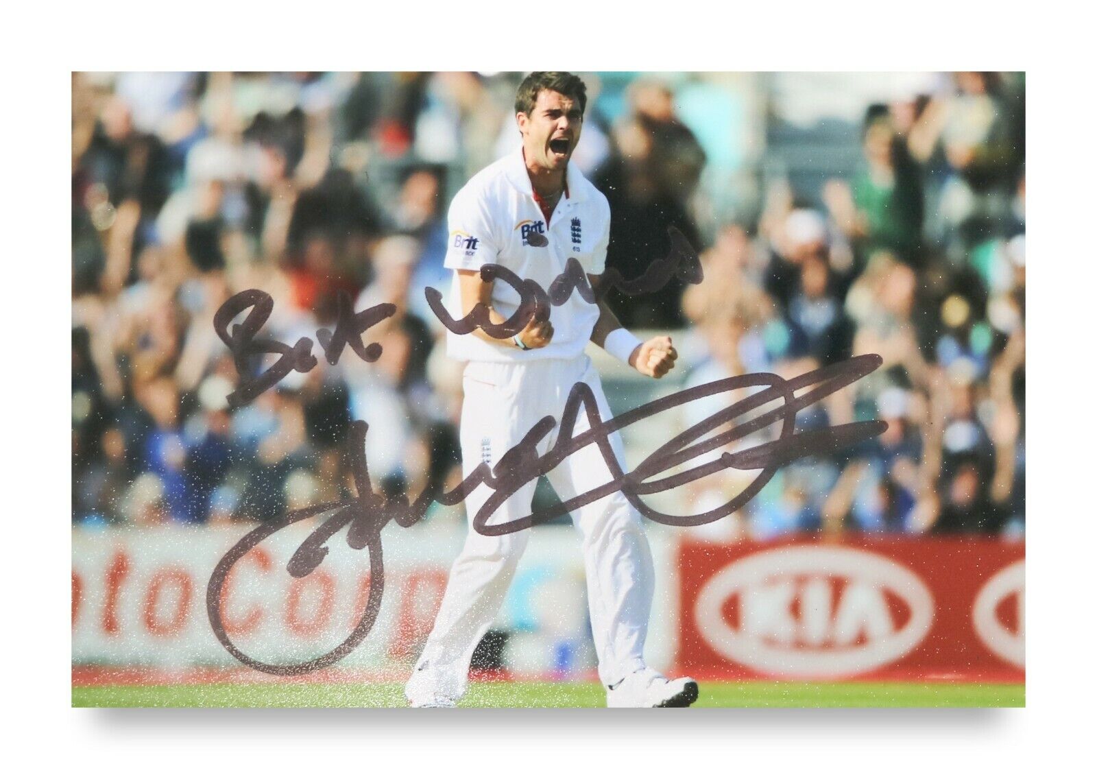 James Anderson Signed 6x4 Photo Poster painting England Lancashire Cricket Club Autograph + COA