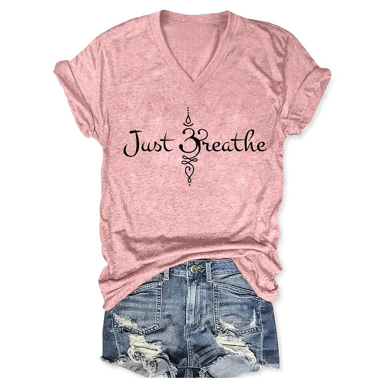 VChics Women's Just Breathe Print T-shirt