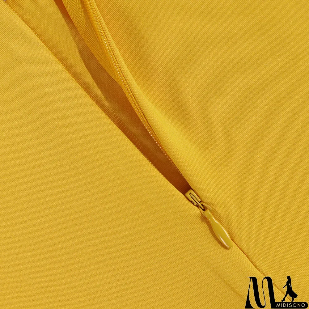 MidiSono - Women Long Sleeve Lace Up Hollow Out Long Sleeve Dress