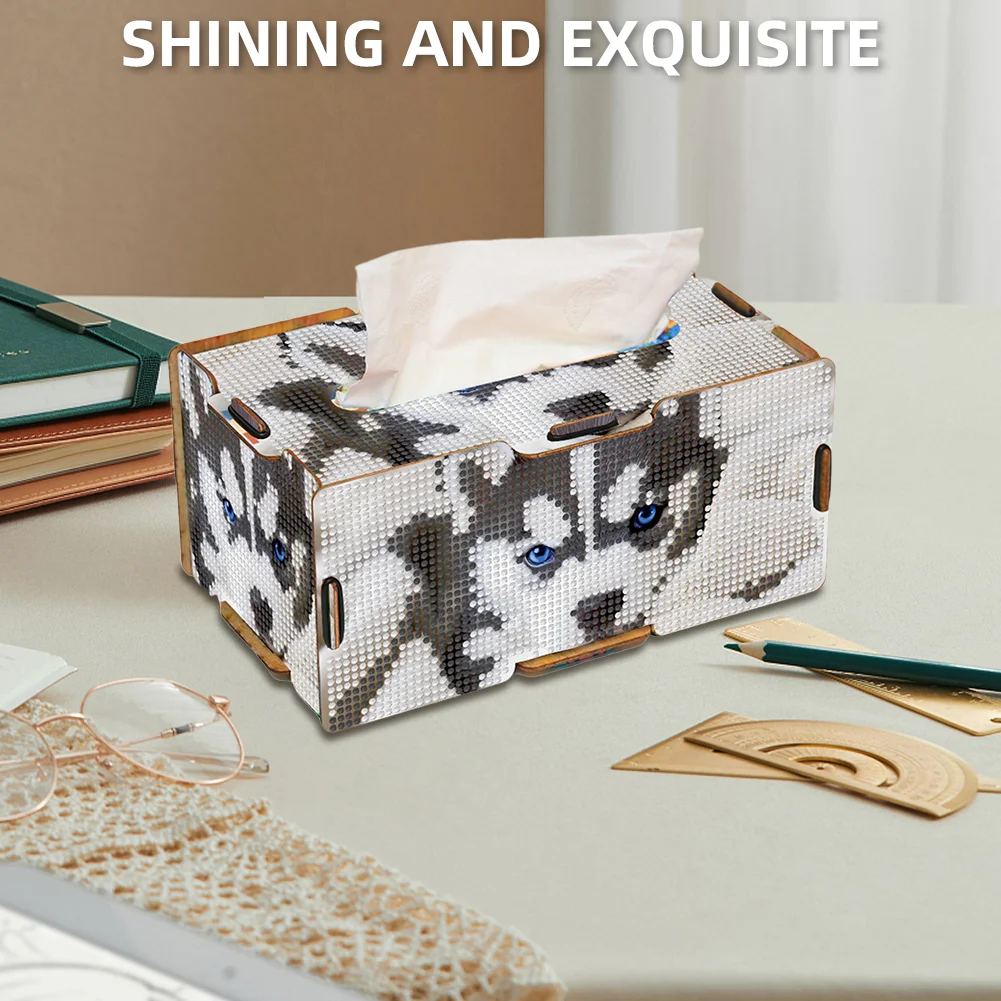 Diamond Painting Tissue Box Kits Decorative Rhinestone Craft Kit (Husky)