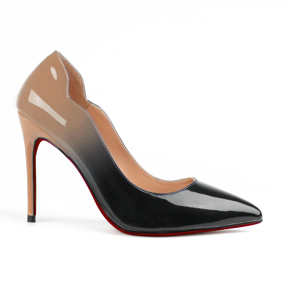 100mm Women's Party Wedding Heels Gradient Color Patent Red Soles Pumps-vocosishoes