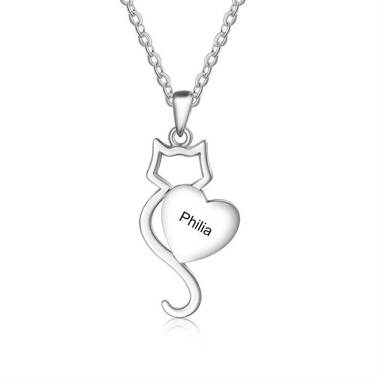 Personalized Cat Necklace Engraved Name Pet Necklace