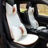 Minimalism White Brown Car Used PU Leather Cushion Linen Seat Cover