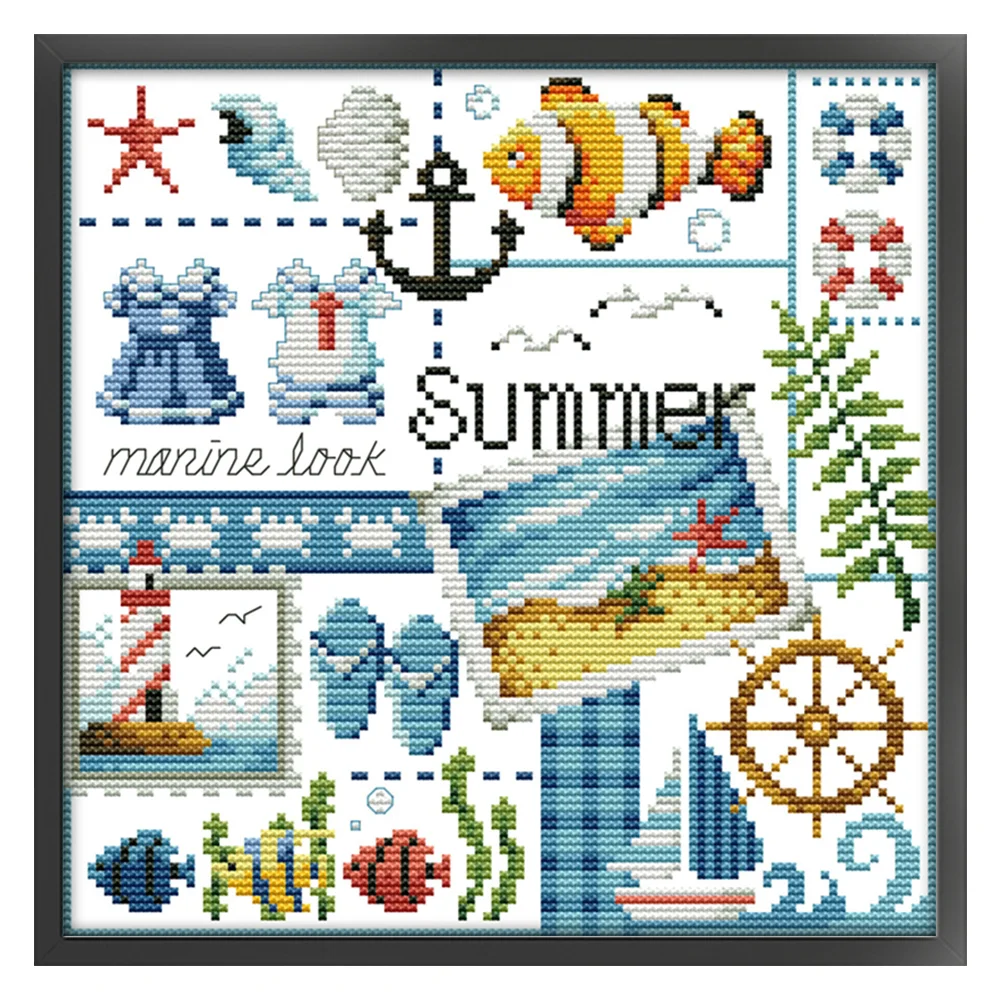 DIY Stamped Cross Stitch 16CT Partial Embroidery 24*23cm - Four Seasons Of Summer