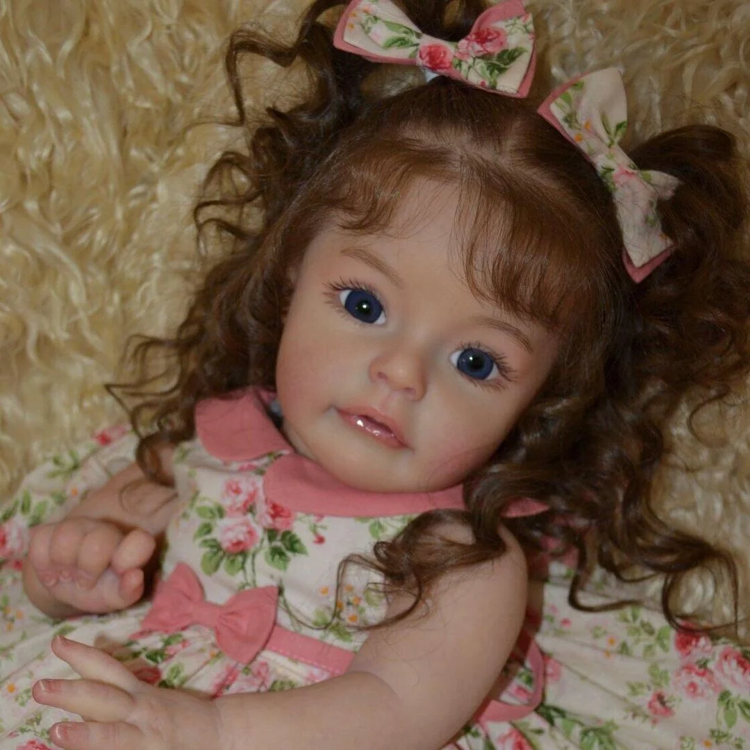 22'' Realistic Reborn Baby Doll Girl Amy with Curly Hair