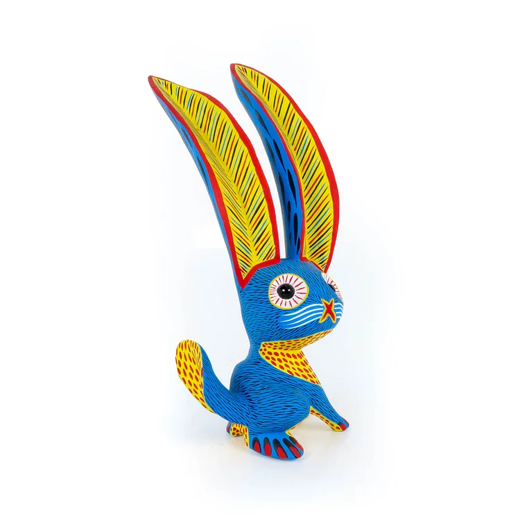 Big Eared Rabbit (Blue) - Oaxacan Alebrije Wood Carving