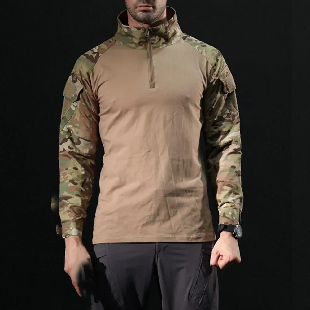 Men Combat Shirt Top Uniform Airsoft Camouflage Combat-Proven Shirts Rapid Assault Sleeve Shirt Battle Strike футболка мужская