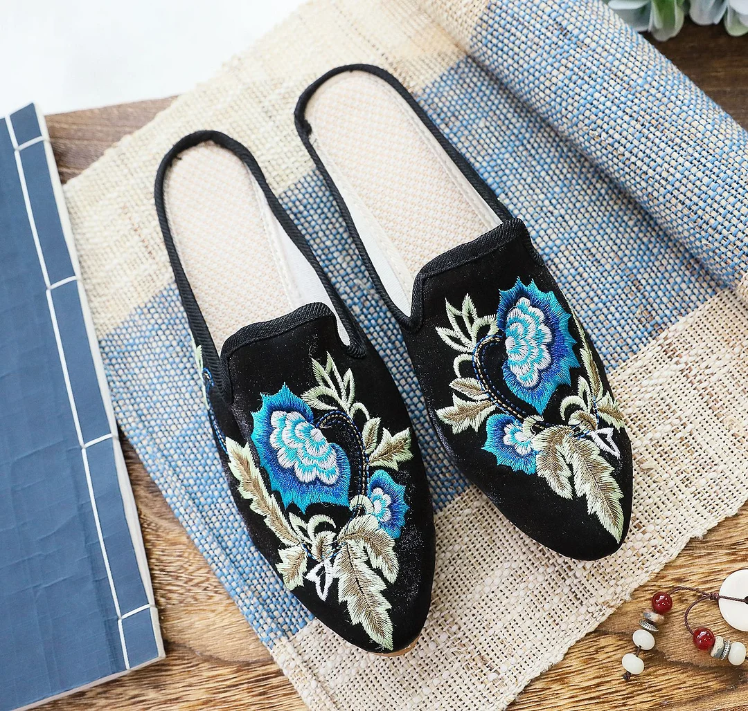 Colourp Colourp Head Slippers Fashion Embroidered Cloth Shoes Ethnic Wind Spring And Summer Ladies Sandals Slippers Cloth Art Drag