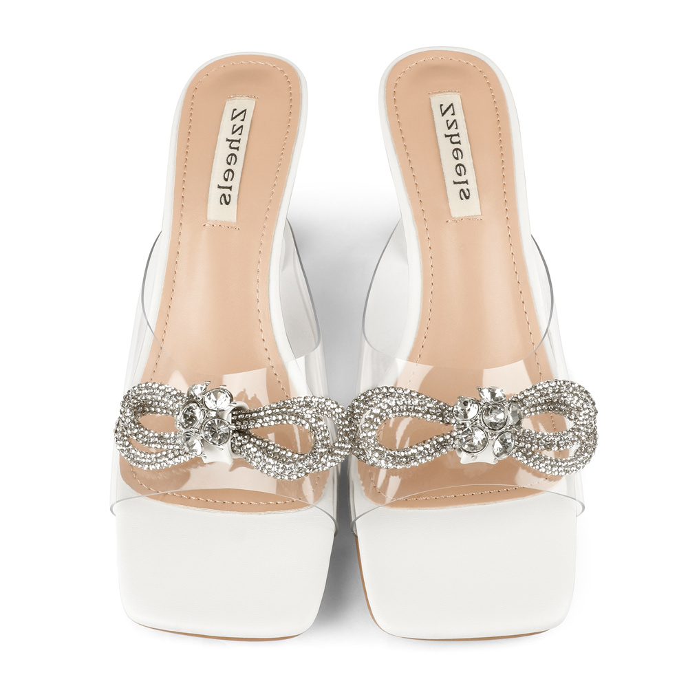 7cm/2.76''  Crystallized Low Heeled Sandals Women's Slippers