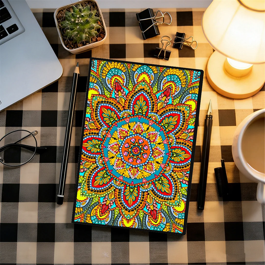 DIY Flower Diamond Painting Journals Notebooks 50 Pages A5 No Lines Special Shaped Diamond Art Kits for Beginners Craft Lovers and Artists (Mandala)