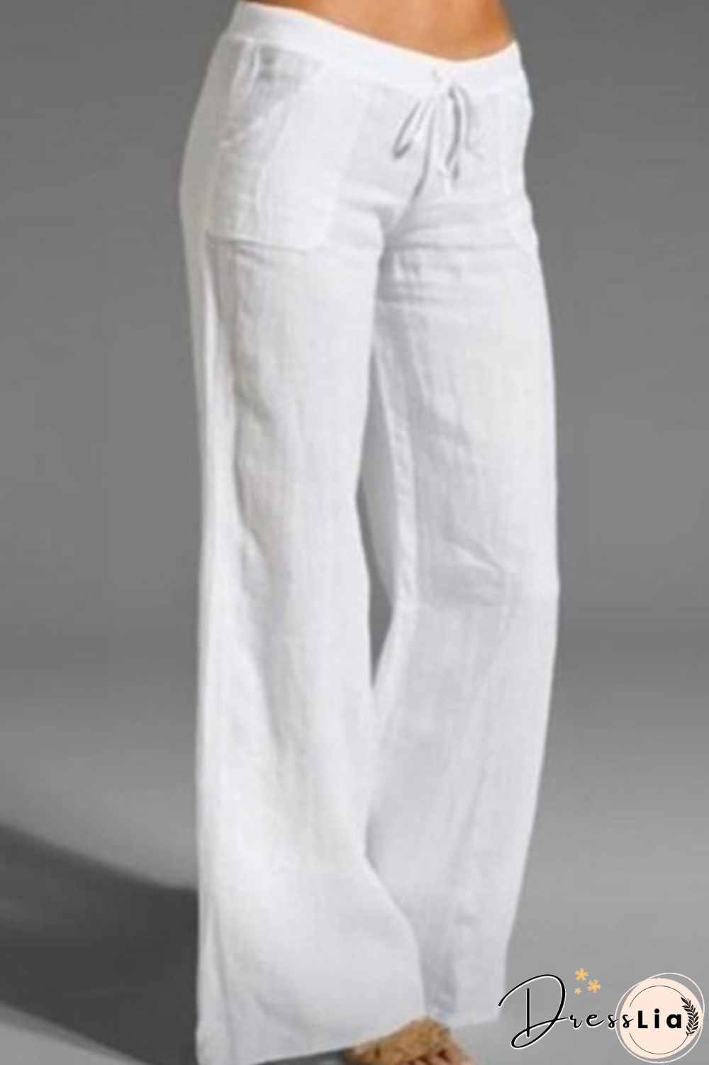 Casual Solid Patchwork Loose Mid Waist Wide Leg Solid Color Bottoms(8 Colors)