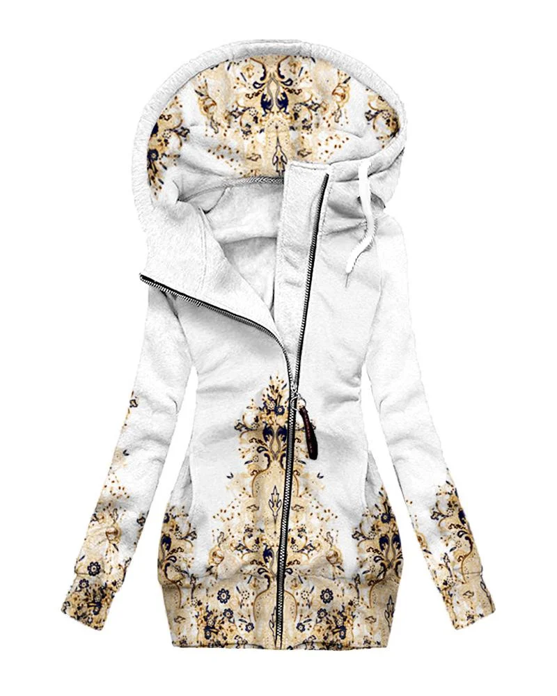 Women's Daily Vintage Print Hoodie-081627