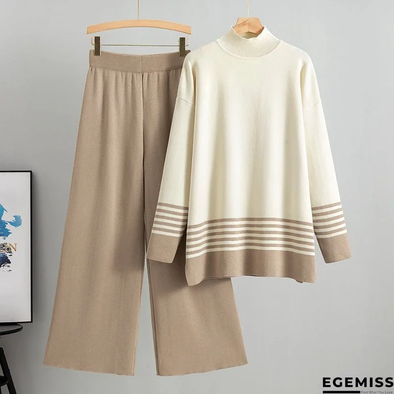 Women's Stripes Contrast Color Trousers Fashion Two-piece Suits | EGEMISS