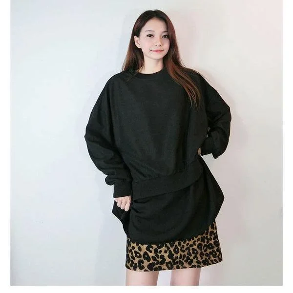 Winter Fashion Irregular Solid Color Loose Pullover Bandage Street Trendy