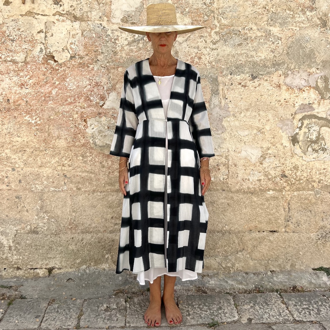 Tie-dyed cotton duster