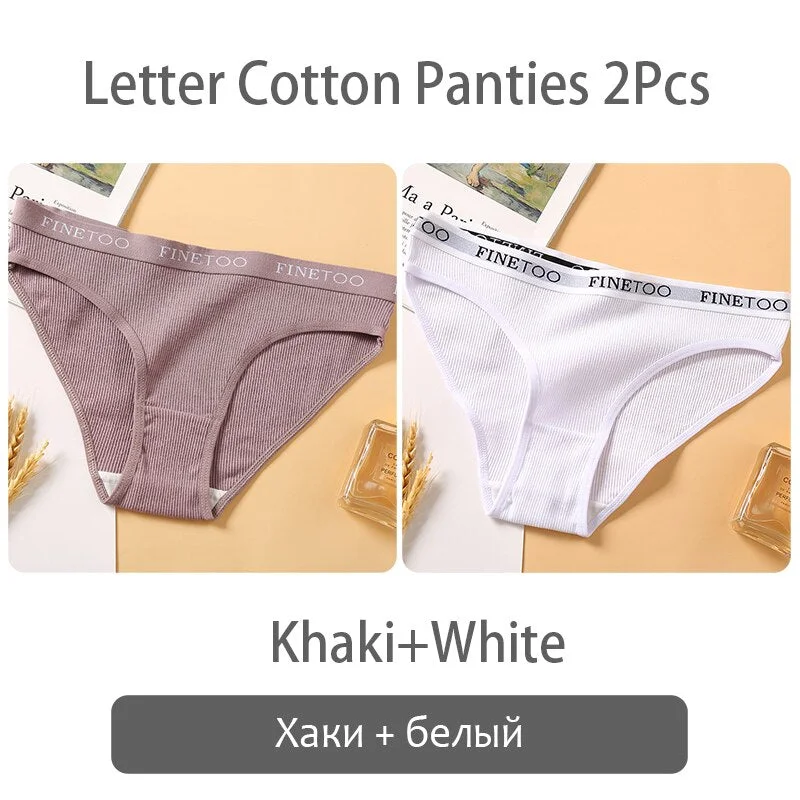 FINETOO New M-2XL Women Underpants Custom Letter Panties Breathable Cotton Underwear Ladies Briefs Casual Panty Female Lingerie