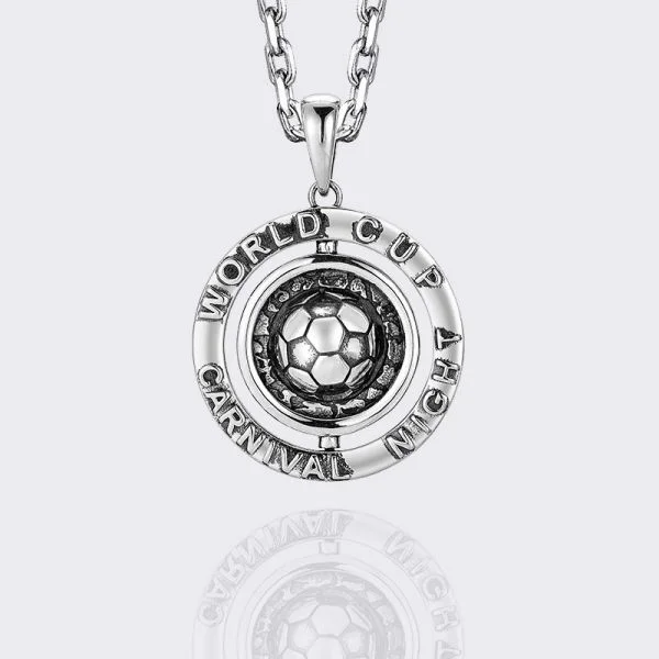 Sterling Silver Soccer Circle Pendant Necklace