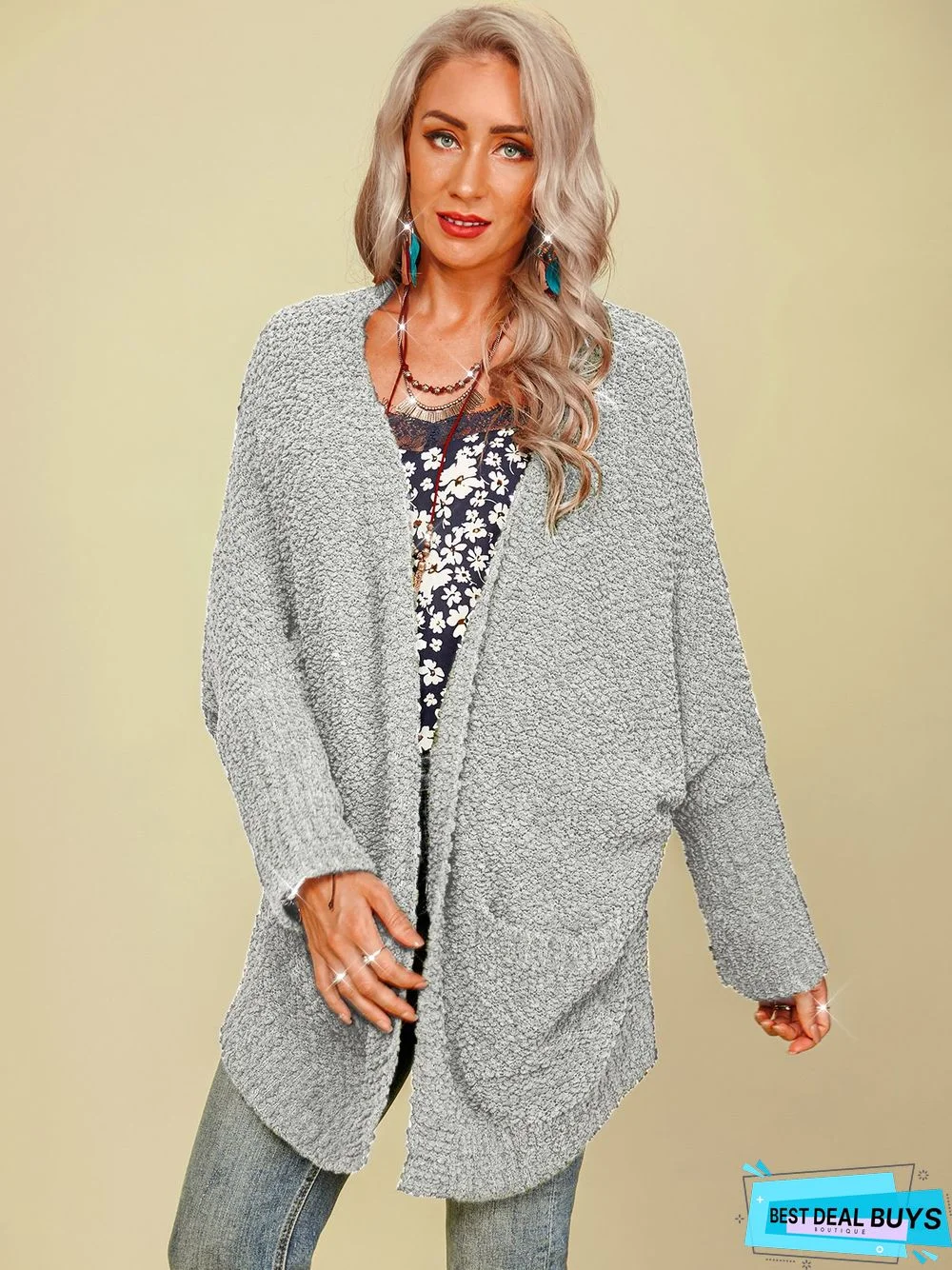 plain long sleeve Cardigan