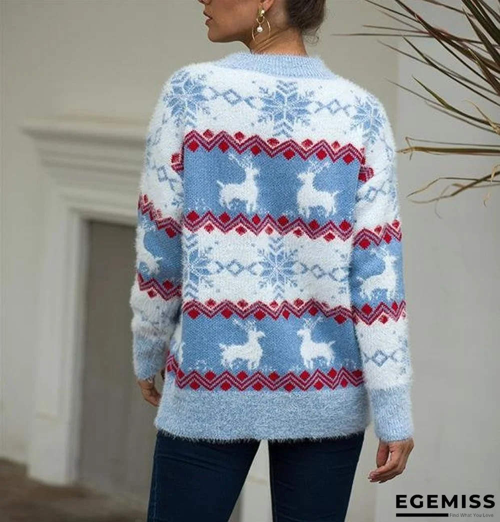Christmas Elk Snowflake Bottoming Shirt Autumn and Winter Sweater Top Female Tide Long Sleeves | EGEMISS