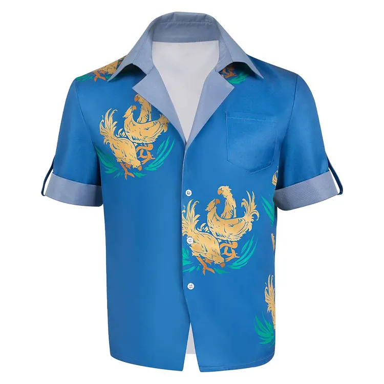 Final Fantasy VII Rebirth 2024 Cloud Blue Shirt Outfits Cosplay Costume Halloween Carnival Suit