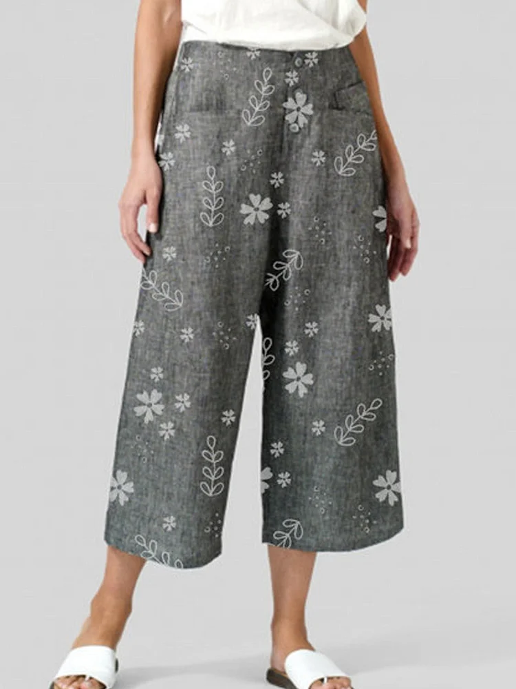 Casual Loose Floral Print Pants
