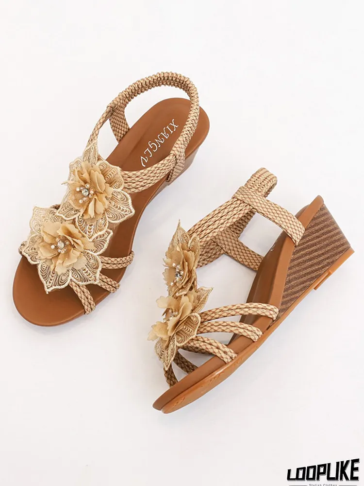 Claire | Bohemian Slip-On Sandals with Beaded & Rhinestone Accents