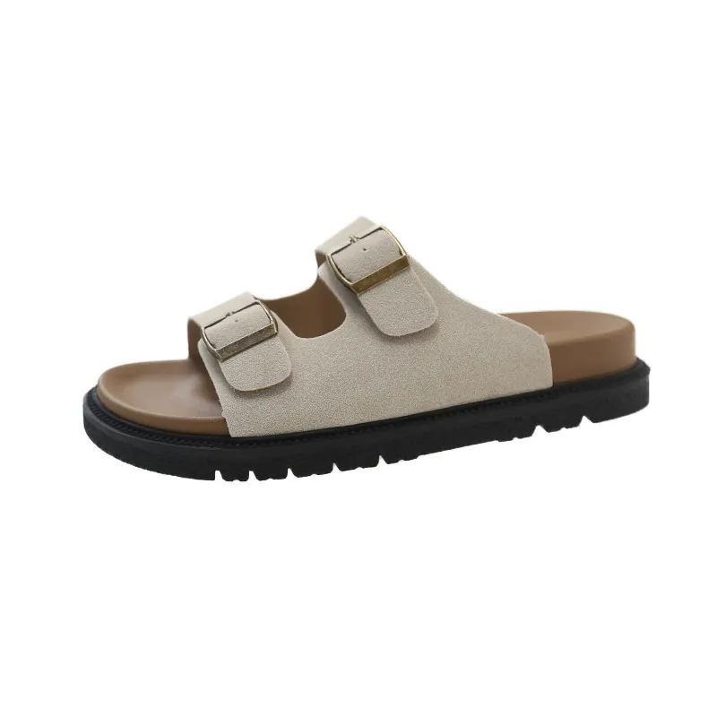 Breakj Breakj Thick Boken Slippers Women Wear 2025 Summer New French Leisure Soft Base Cool Drag Anti-Slip One-Word Drag