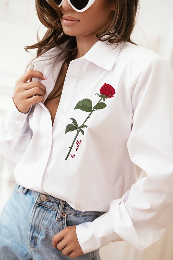 Rose Print Cotton Shirt