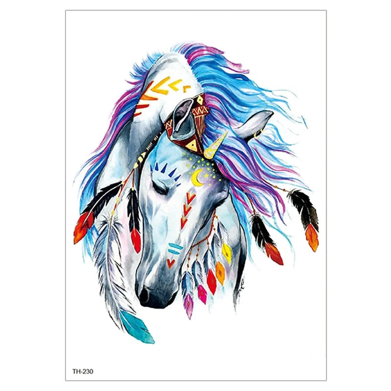 Waterproof TemporaryTattoo Sticker For Men Women Tiger Wolf Death Skull Temporary Tattoo Fake Henna Skeleton King Animal Tatoo