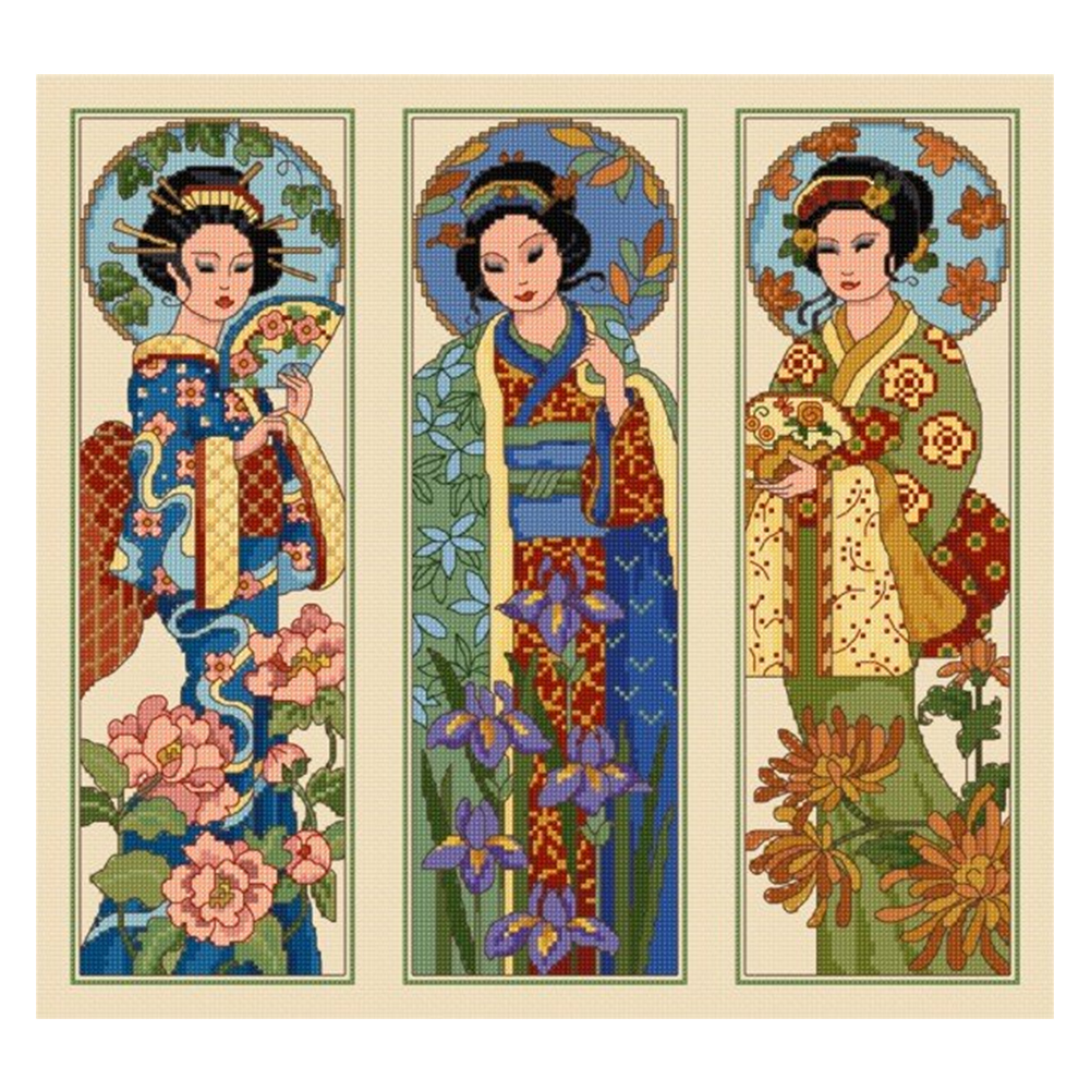 

Japanese Geisha - 11CT Stamped Cross Stitch - 70*65CM (Big Size), 501 Original