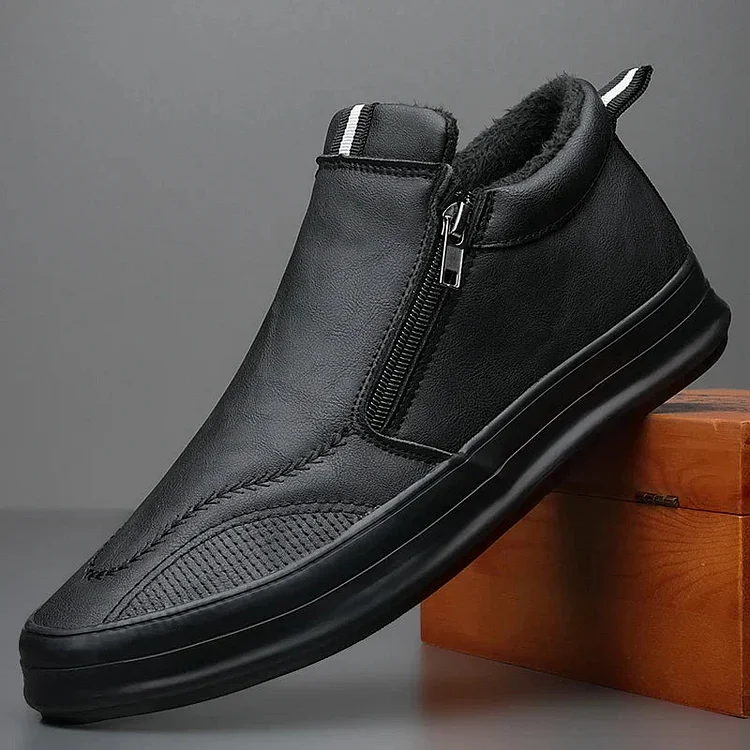 Men's Non-Slip Plush-Lined Leather Sneakers Radinnoo.com
