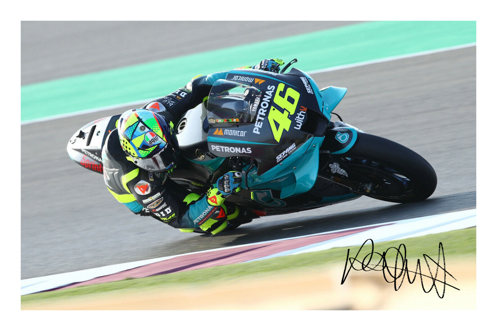 Valentino Rossi Signed A4 Photo Poster painting Print Autograph Bike Helmet 2021 MotoGP Petronas