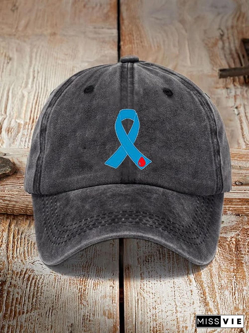 Diabetes Blue Ribbon Print Unisex Hat