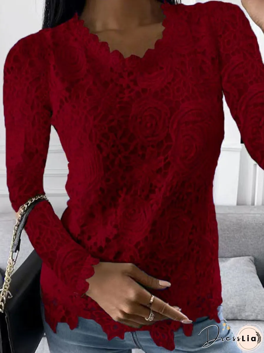 Crew Neck Lace T-Shirt