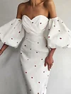 Off-The-Shoulder Empire Backless Strawberry Print Slim Midi Dress