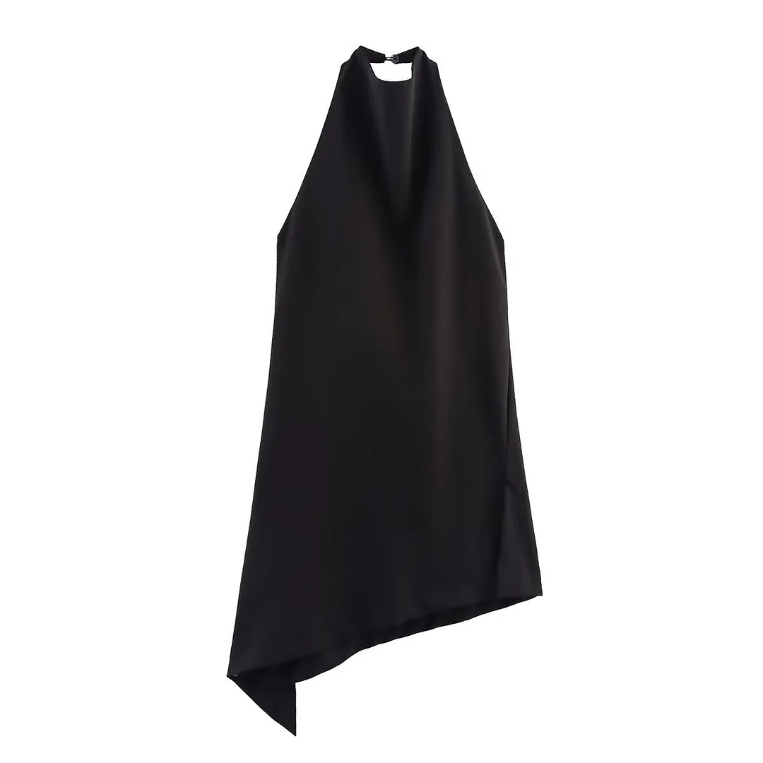 Nigikala Nigikala Women's Clothing Neck Tie Minimalist Top + Mid-Rise Loose Trousers B88651