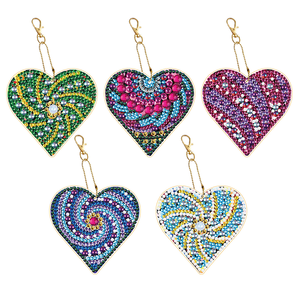 

5pcs Heart Double Sided - 5D DIY Craft Keychain, 501 Original