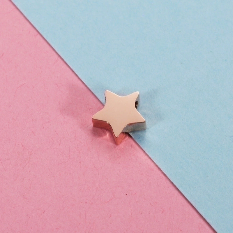 1 Piece Stainless Steel None 18K Gold Plated Pentagram Beads