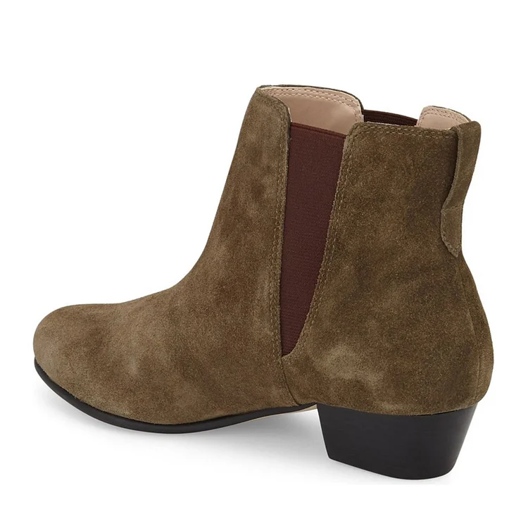 Brown Round Toe Chelsea Short Ankle Boots Vdcoo