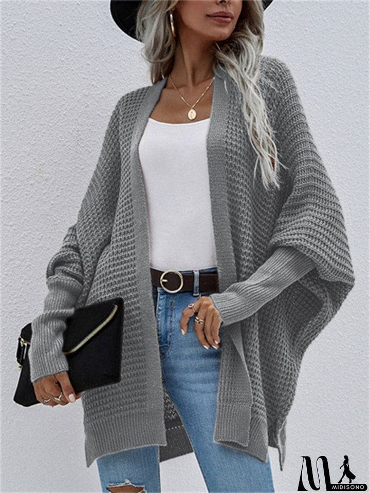 MidiSono - Women's Temperament Comfy Loose Solid Color Cardigan Sweater