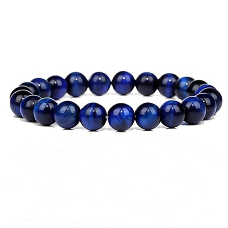 8mm Semi-Precious Stone Beaded Bracelet Men Women Tiger Eye Lava Gift Crystal Beaded Bracelet